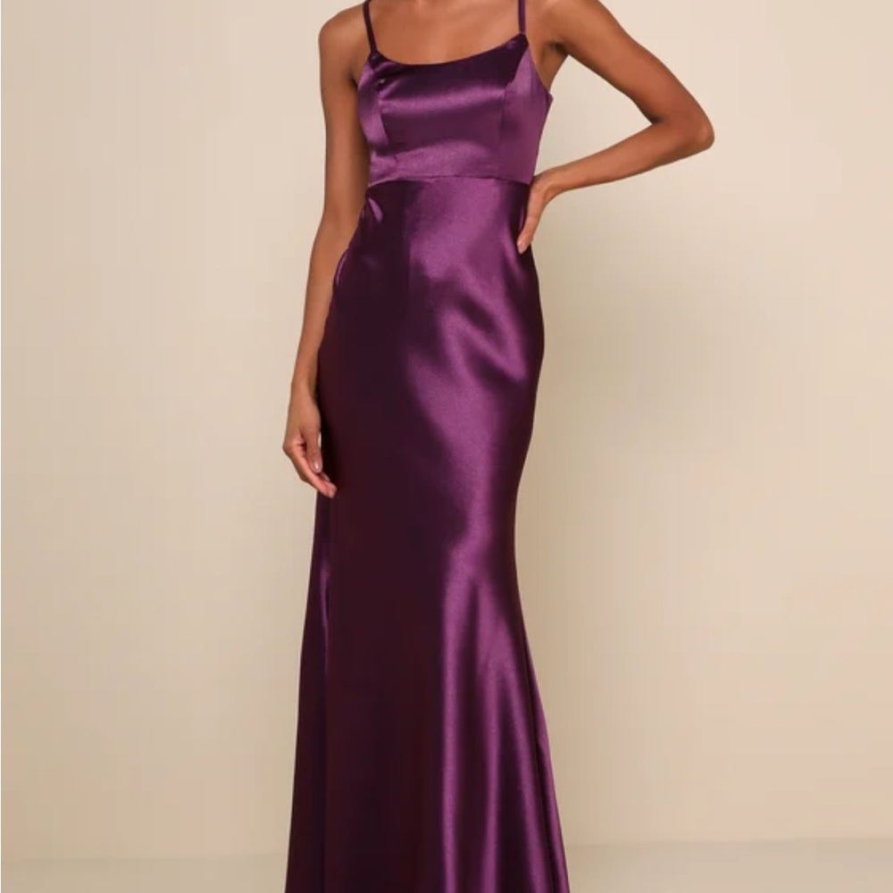 Lulu's Purple Spaghetti Strap Maxi Gown